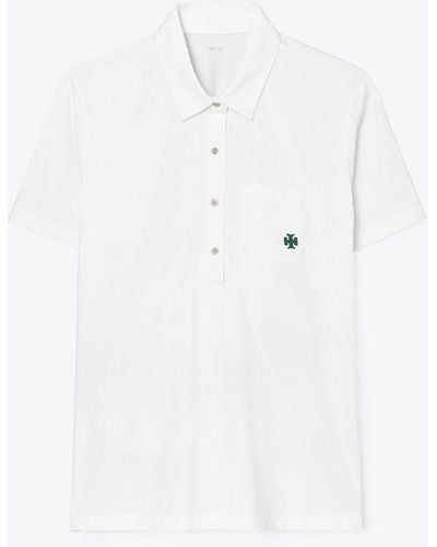 Tory Burch Mercerized Cotton Polo - Weiß