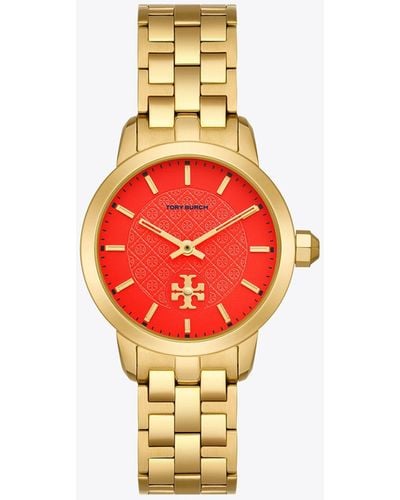Tory Burch Tory Watch, Gold-tone Stainless Steel - Red
