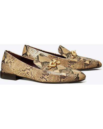 Tory Burch Jessa Snake-effect Leather Loafers - Brown
