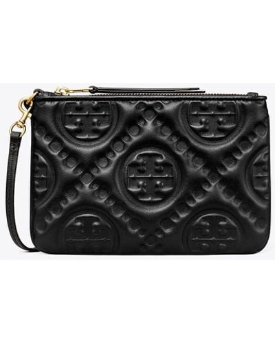 Tory Burch T Monogram Embossed Pouch - Black