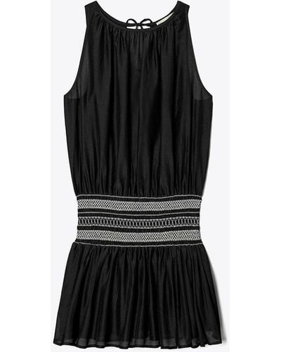 Tory Burch Smocked Mini Dress - Black