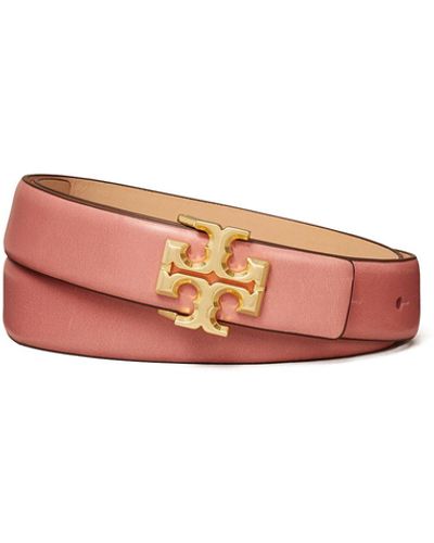 Tory Burch 1" Kira Glazed Logo Belt - Pink