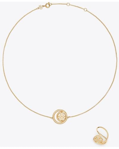 Tory Burch Miller Double Ring Pendant - White
