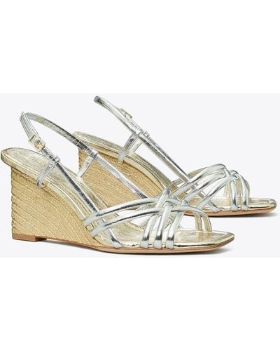 Tory Burch Multi-strap Espadrille Wedge Sandal - White