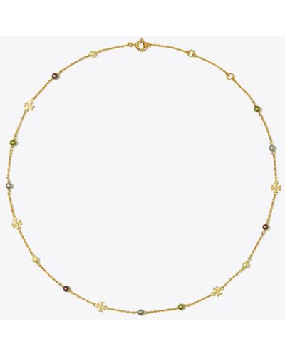 Tory Burch Kira Pearl Delicate Necklace - Blue