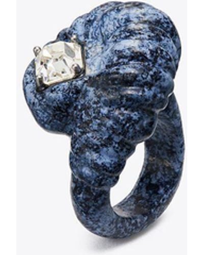 Tory Burch Carved Semi-precious Ring - Blue