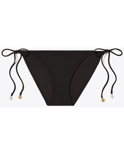 Tory Burch Solid String Bikini Bottom - Schwarz