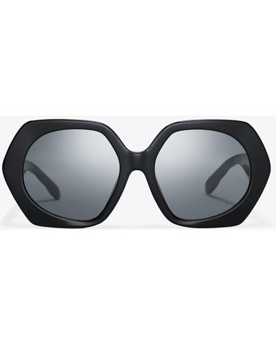 Tory Burch Kira Oversized Geometric Sunglasses - Black
