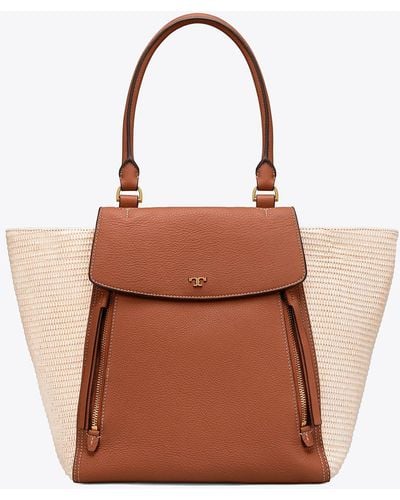 Tory Burch Half-moon Straw Tote | 926 | Totes - Brown
