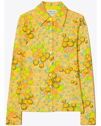 Tory Burch Blossoms Knit Shirt - Yellow