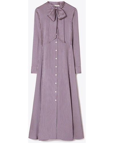 Tory Burch Striped Viscose Shirtdress - Purple
