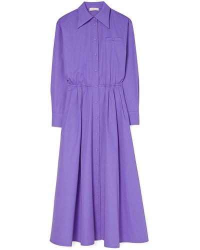 Tory Burch Eleanor Cotton Poplin Dress - Purple
