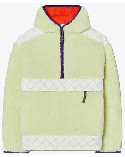 Tory Sport Oversized Fleece Hooded Pullover - Green