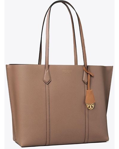 Tory Burch Perry Triple-compartment Leather Tote - Brown