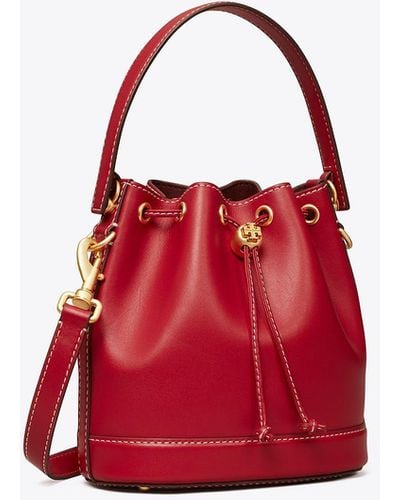 Tory Burch Exclusive: Leather Bucket Bag - Red
