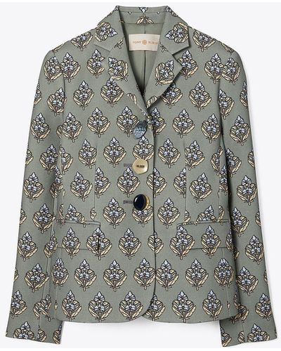 Tory Burch Multi-button Twill Crepe Jacket - Blue