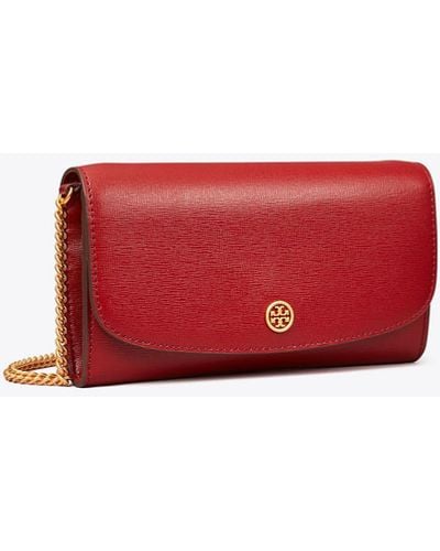 Tory Burch Robinson Chain Wallet - Red