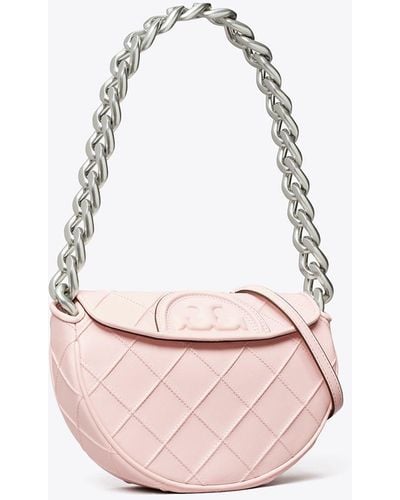 Tory Burch Mini Fleming Soft Crescent Bag - Pink