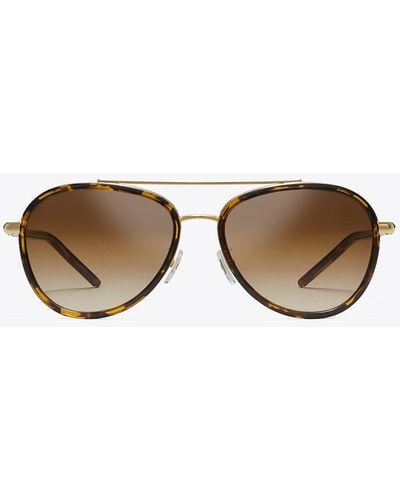 Tory Burch Eleanor Pilot Sunglasses - Brown