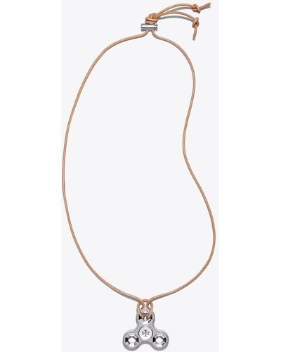 Tory Burch Mini Logo Spinner Necklace | 040 | Necklaces - Metallic
