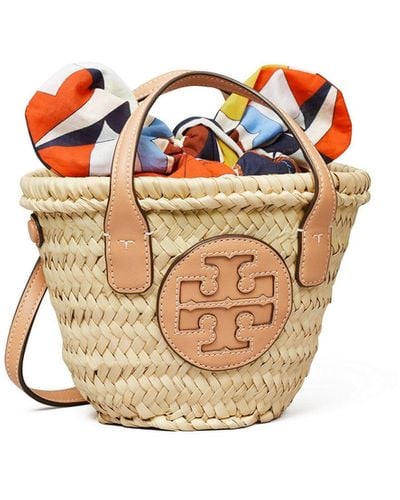 Tory Burch Ella Straw Micro Basket Tote Bag - Multicolour