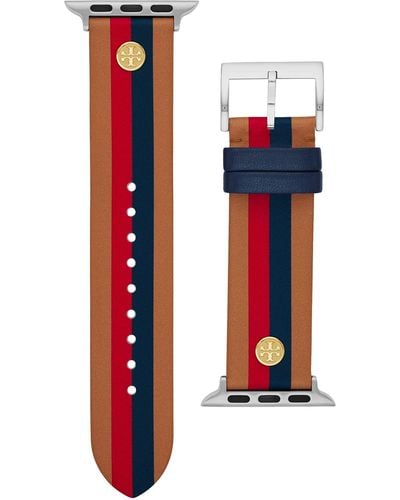 Tory Burch Seasonal Stripes Band For Apple Watch®, Multicolor Leather, 38 Mm - 40 Mm - Mehrfarbig