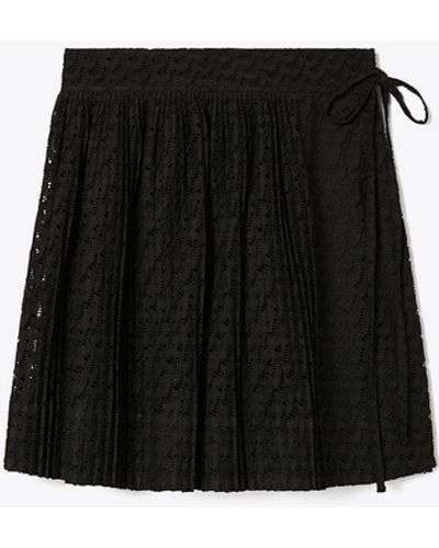 Tory Burch Embroidered Cotton Skirt - Black