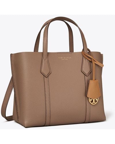 Tory Burch Perry Small Triple-Compartt Tote Clam Shell - Braun