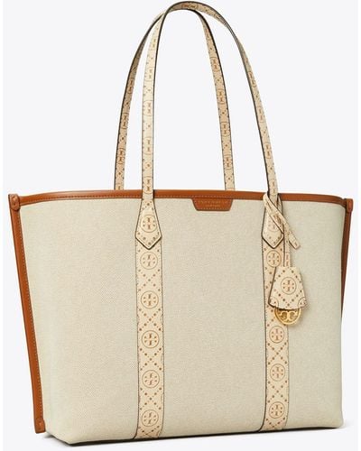 Tory Burch Perry Canvas Triple-Compartment Tote - White