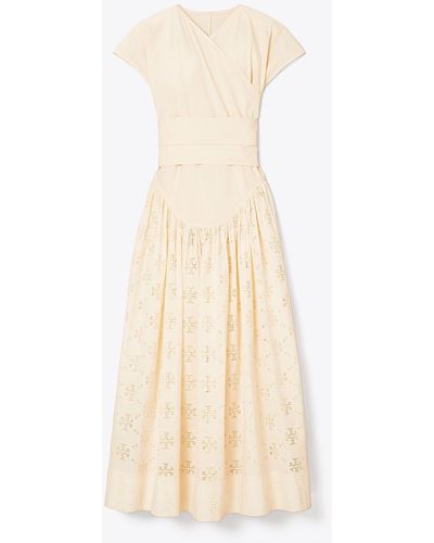 Tory Burch Broderie Anglaise Wrap Dress - Natural