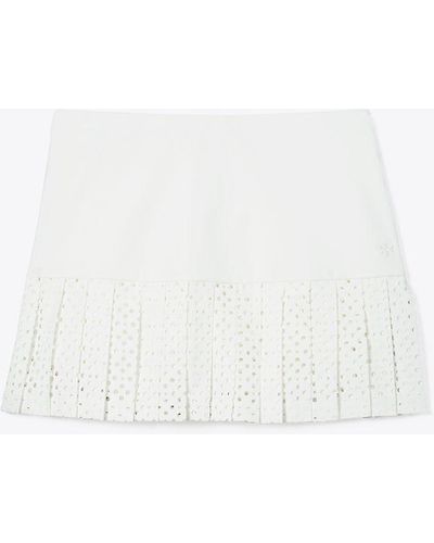 Tory Sport Laser Cut Pleated-hem Tennis Skirt - White