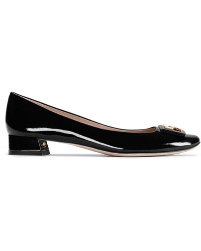 Tory Burch Patent Leather Gigi Block Heel Court Shoes - Black