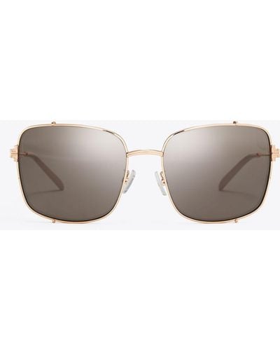 Tory Burch Eleanor Rectangle Sunglasses - White