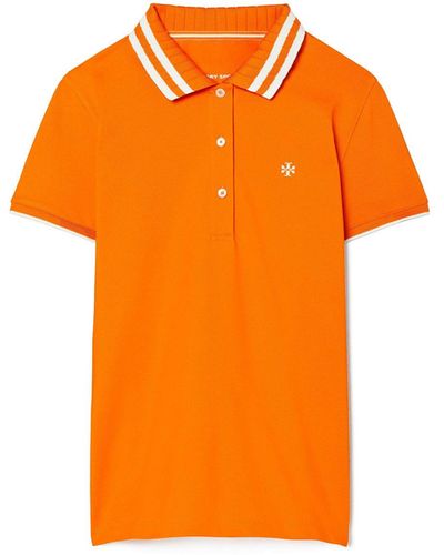 Tory Sport Performance-Poloshirt Aus Piqué Mit Plisseekragen - Orange