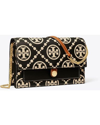 Tory Burch T Monogram Contrast Embossed Chain Wallet - White