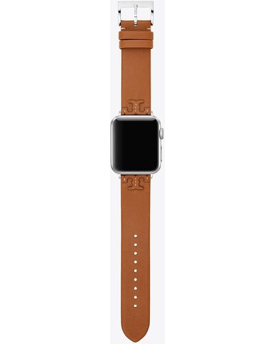 Tory Burch Mcgraw Band For Apple Watch®, Luggage Leather, 38 Mm - 40 Mm - White