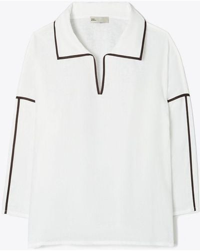 Tory Burch Linen Beach Shirt - White
