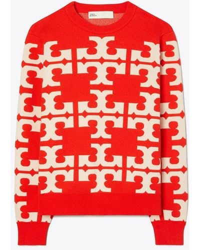 Tory Burch Tory Burch Wool Logo Sweater - Red