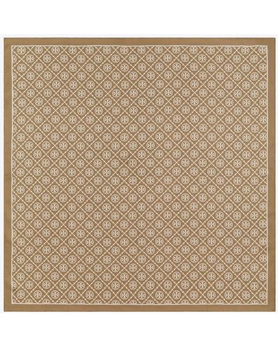 Tory Burch T Monogram Double-Sided Silk Square Scarf - Natur