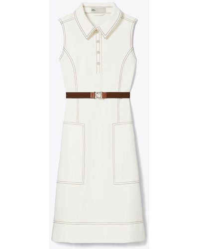 Tory Burch Pick Stitch Stretch Golf Dress - White