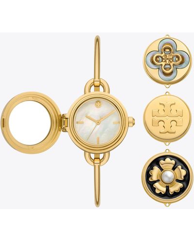 Tory Burch Miller Bangle Watch Set With Charms, Gold-tone Stainless Steel - Metallic