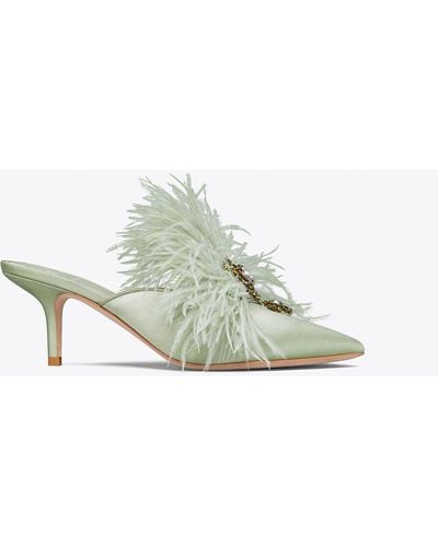 Tory Burch Elodie Embellished Feather Mule - Green