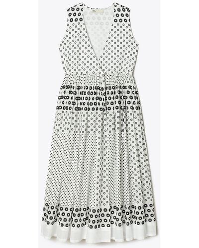 Tory Burch Printed Cotton Wrap Dress - White