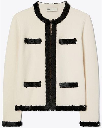 Tory Burch Kendra Wool And Sequin Jacket - White