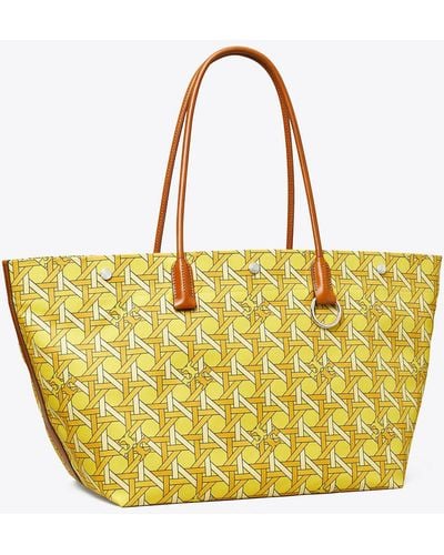 Tory Burch Canvas Basketweave Tote - Yellow