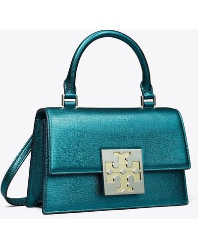 Tory Burch Bon Bon Metallic Mini Top-Handle Bag - Blue
