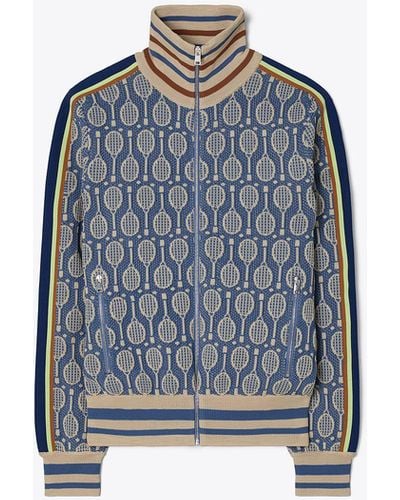 Tory Sport Tech Knit Jacquard Jacket - Blue