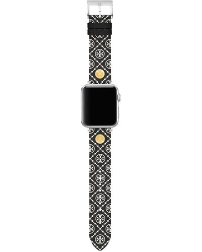 Tory Burch T Monogram Band For Apple Watch®, Black/White Leather, 38 Mm - 40 Mm - Schwarz