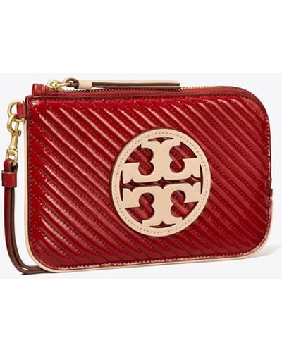 Tory Burch Miller Patent Quilted Wristlet - Red