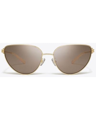 Tory Burch Eleanor Metal Cat-eye Sunglasses - White
